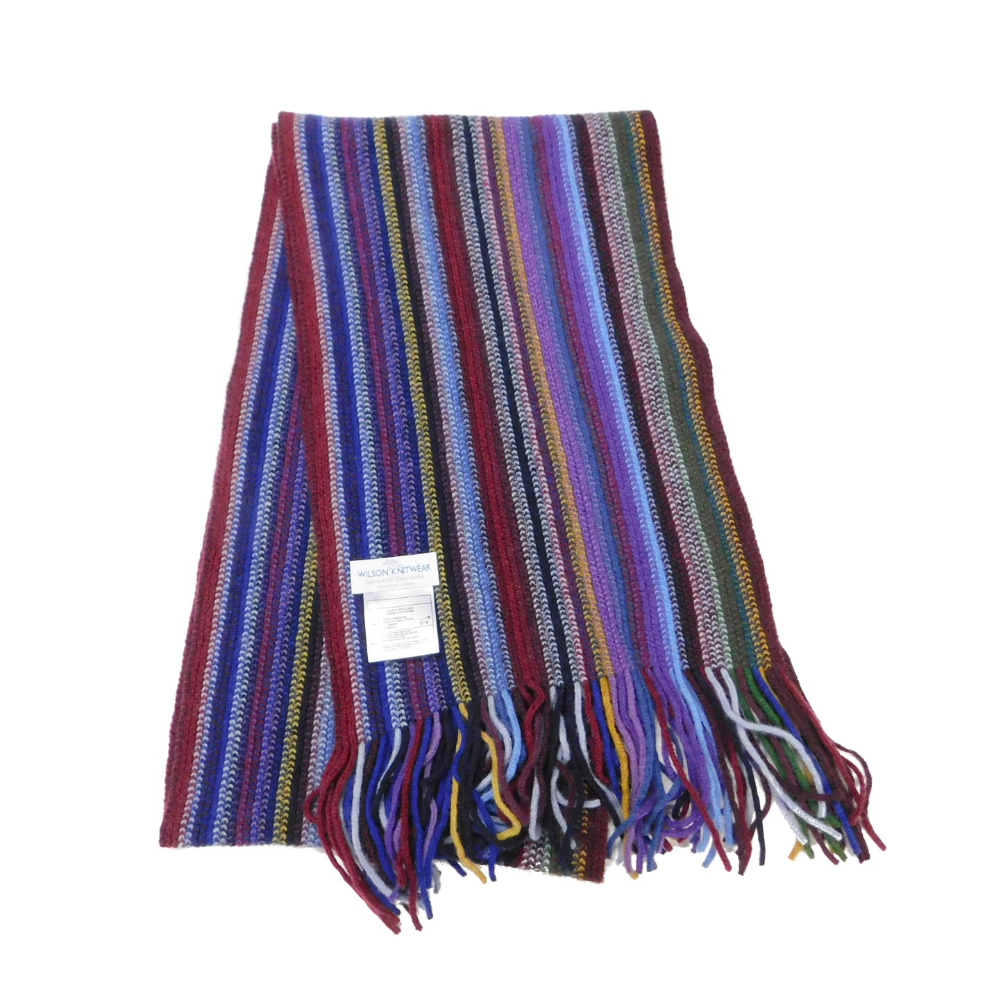 Stripe Scarf, Lambswool Multi-Coloured stripe - Warpknitted in Hawick, Scotland