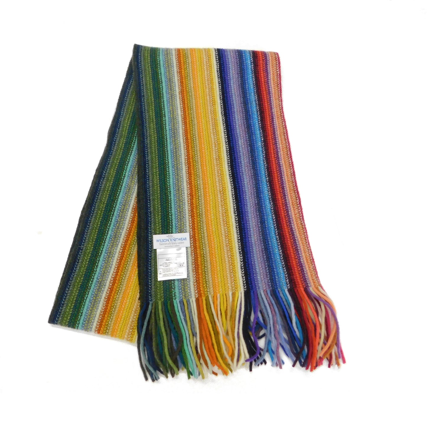 Stripe Scarf, Lambswool Multi-Coloured stripe - Warpknitted in Hawick, Scotland