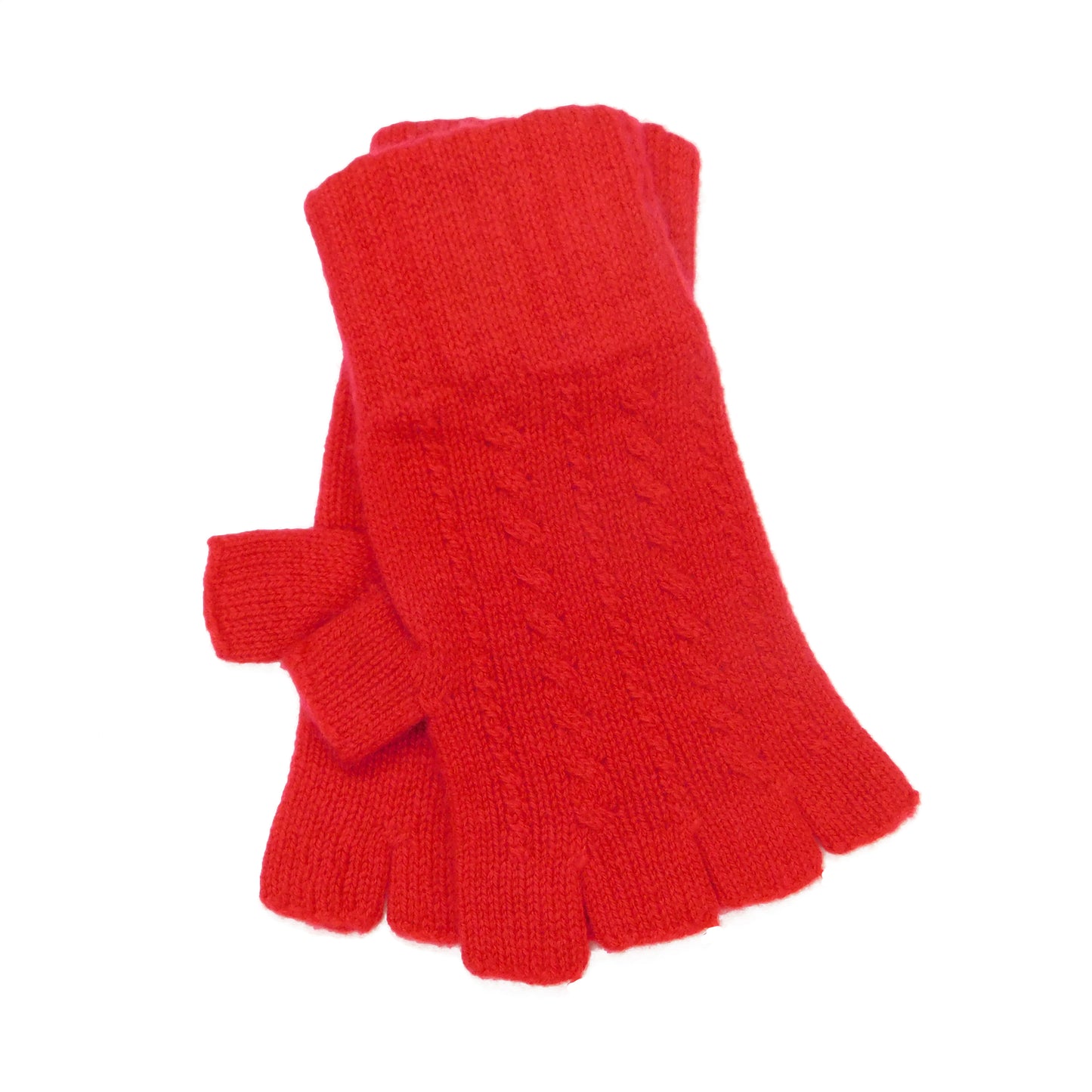 Ladies Pure Cashmere Fingerless Gloves with Cable Design - Handcrafted in Hawick, Scotland
