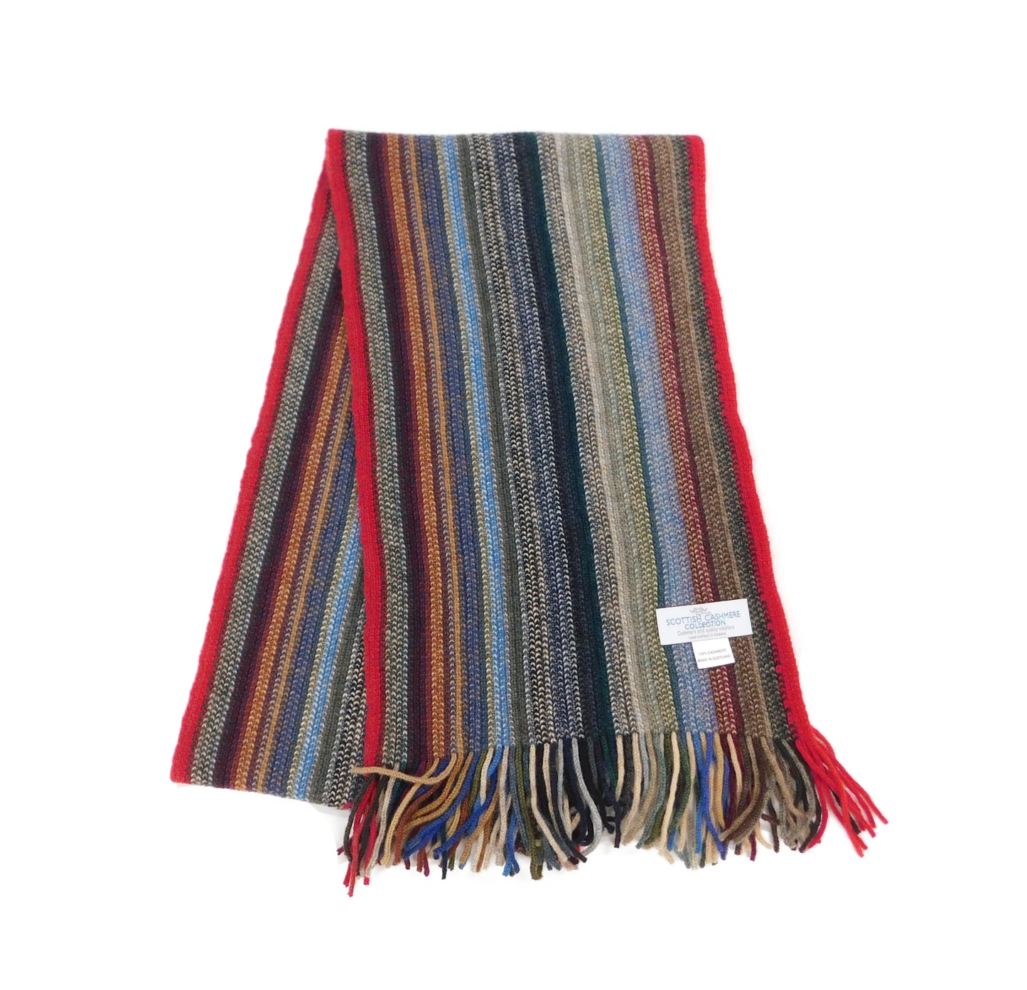 Pure Cashmere Striped Scarf - Handcrafted in Hawick, Scotland