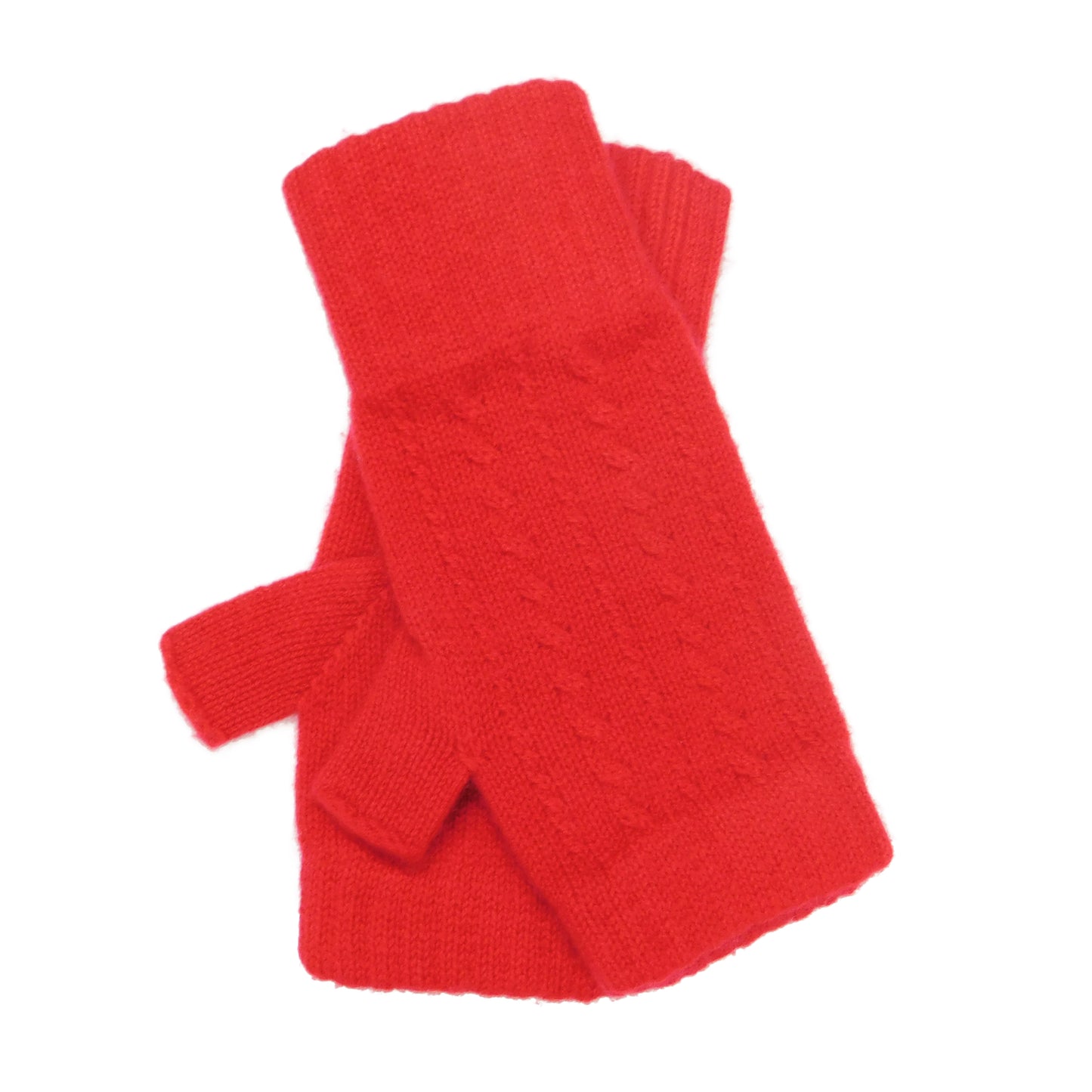 Ladies Pure Cashmere Fine Cable Wristwarmers with separate thumb - Hand-crafted in Hawick, Scotland