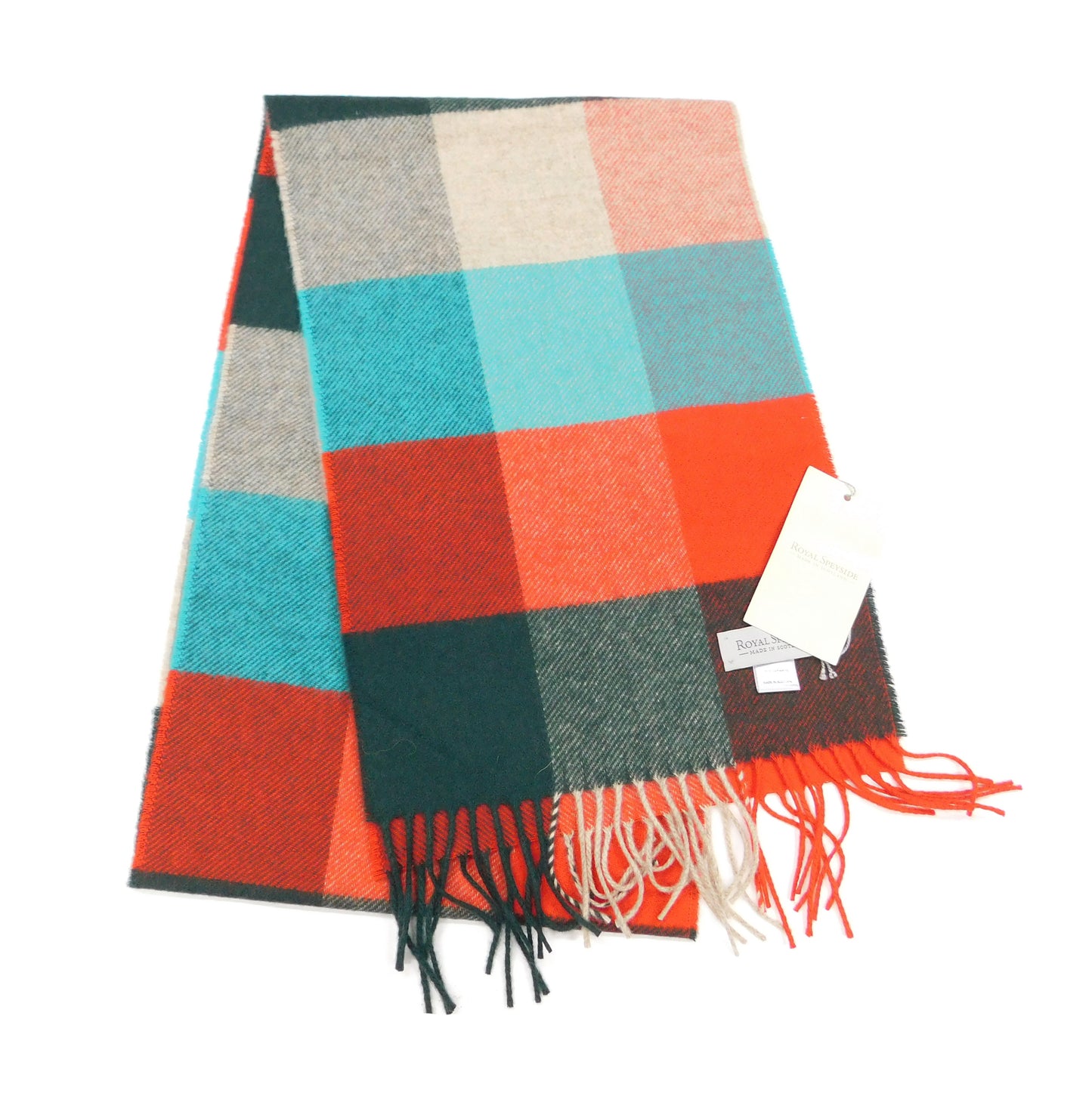 Pure Cashmere Large Check Scarf — Hand-Crafted in the Scottish Highlands