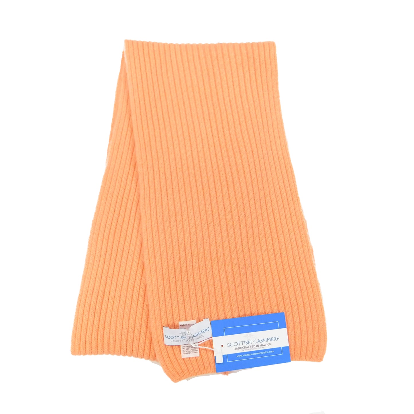 Pure Cashmere Ribbed Knit Scarf — Unisex | Handcrafted in Hawick | Reds, Pinks, Lilacs and Oranges