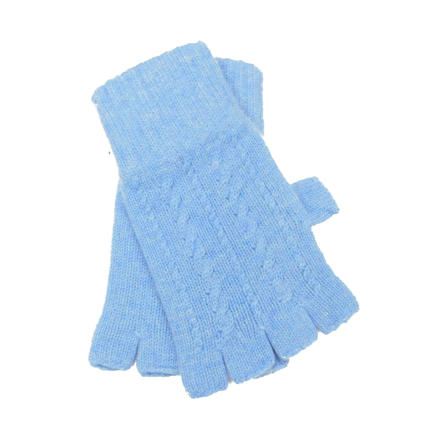 Ladies Pure Cashmere Fingerless Gloves with Cable Design - Handcrafted in Hawick, Scotland