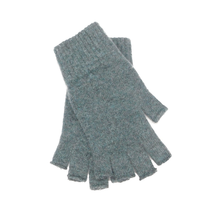 Ladies Pure Cashmere Fingerless Gloves - Greys, Blues and Purples - Handcrafted in Hawick, Scotland
