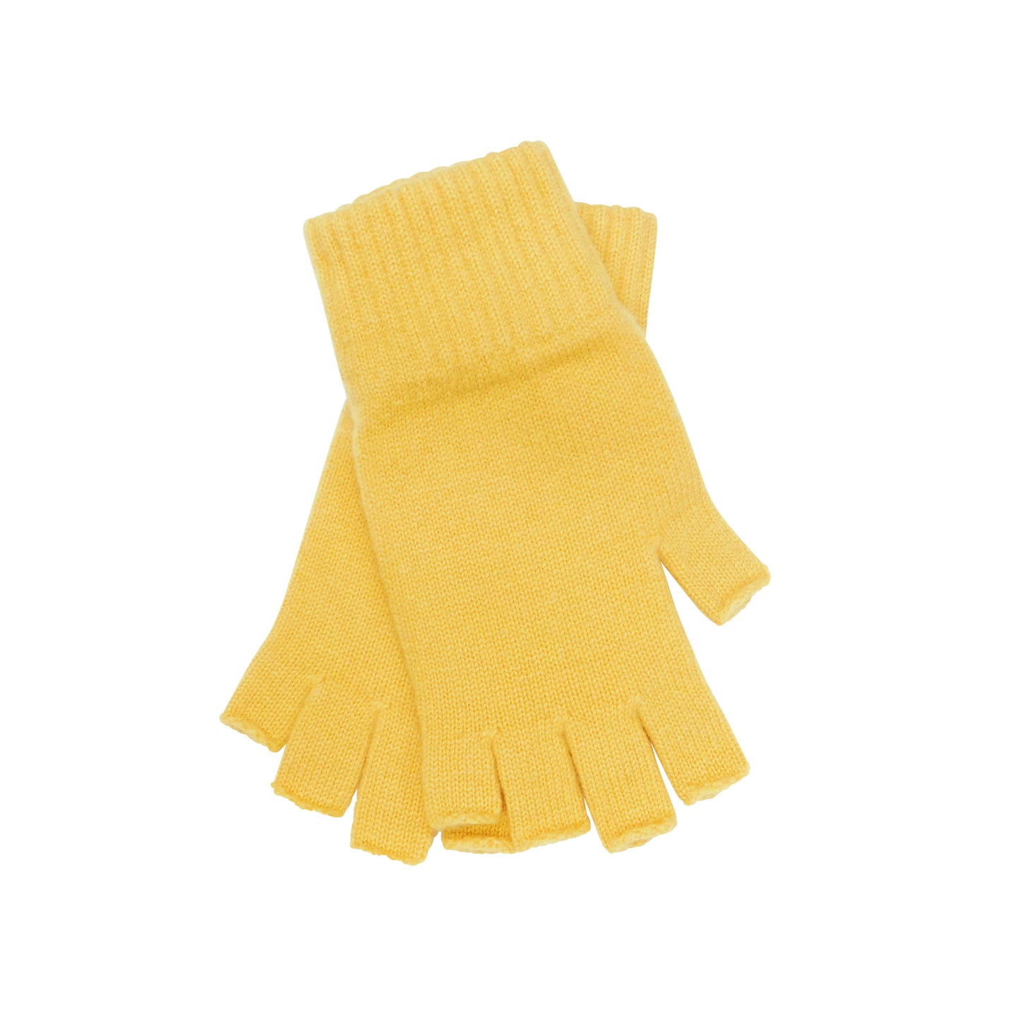 Pair of yellow fingerless cashmere gloves
