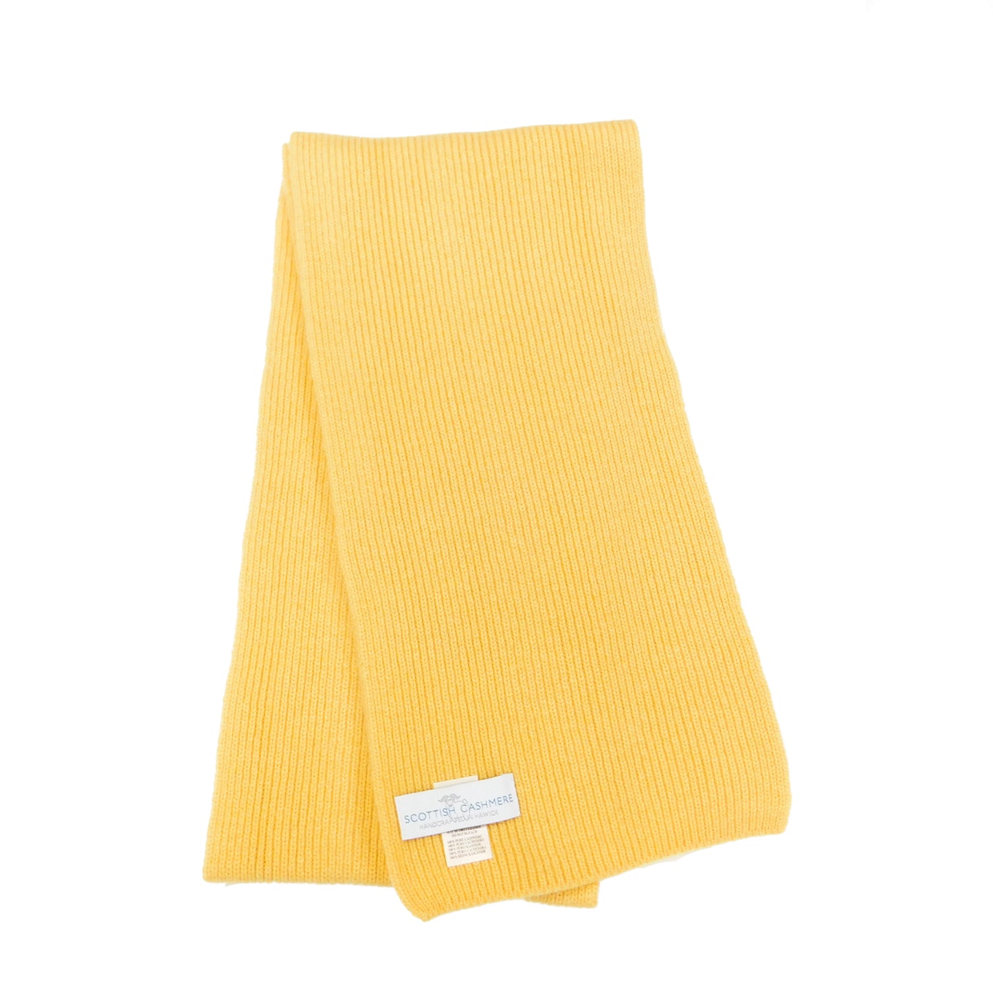 Pure Cashmere Narrow Rib Scarf — Unisex | Handcrafted in Hawick | Greens, Browns, Yellows and Neutrals
