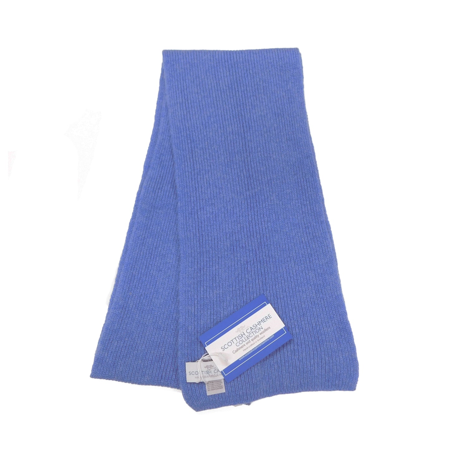Pure Cashmere Narrow Rib Scarf — Unisex | Handcrafted in Hawick | Black, Greys and Blues