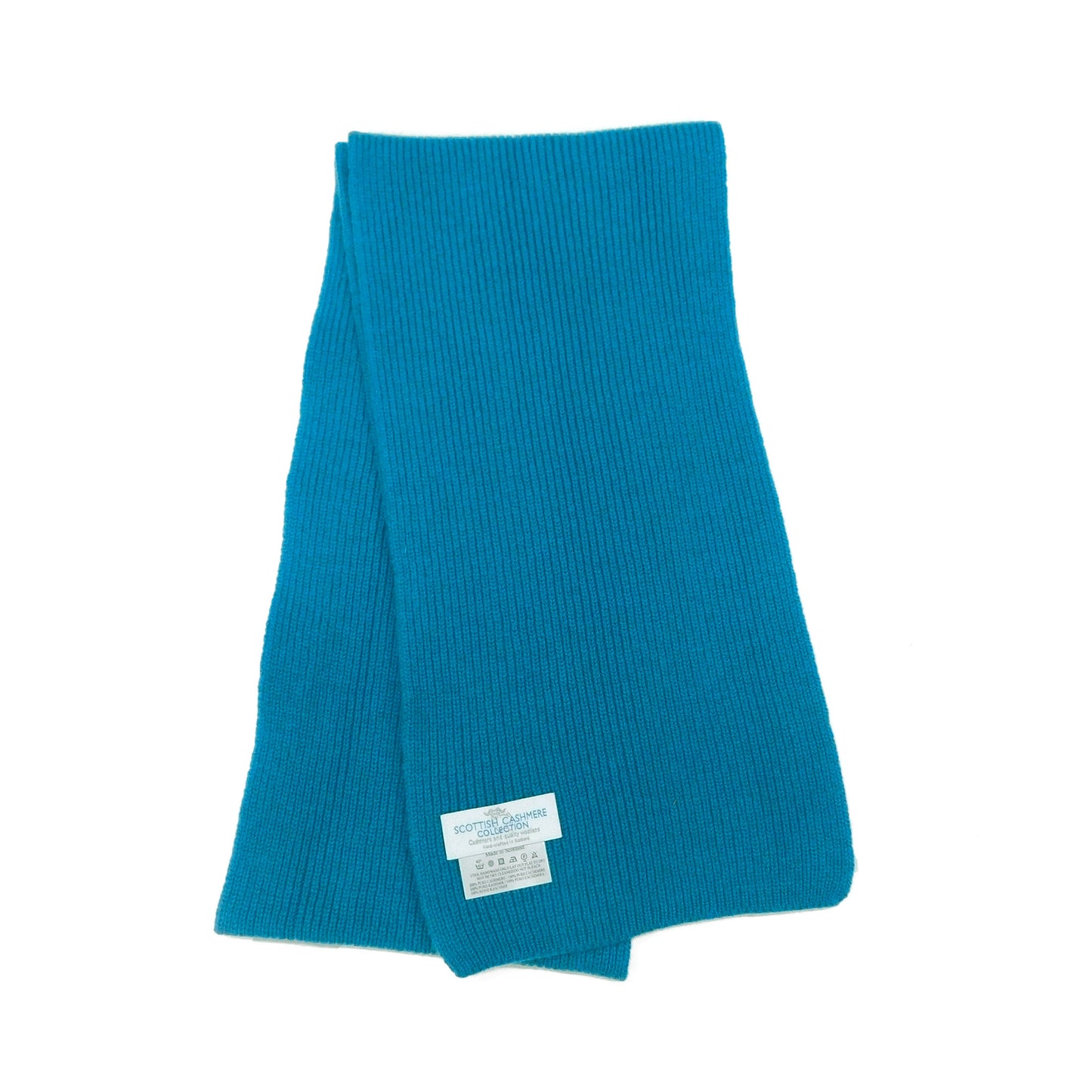 Écharpe en pur cachemire à côtes étroites - Tricotée à la main par nos soins à Hawick, en Écosse