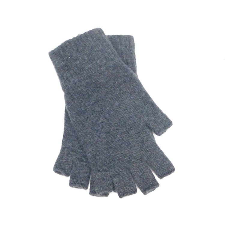 Ladies Pure Cashmere Fingerless Gloves - Greys, Blues and Purples - Handcrafted in Hawick, Scotland