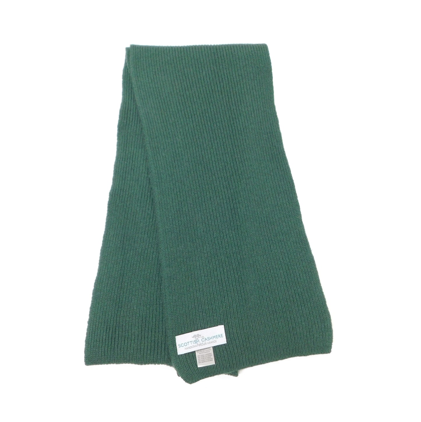 Pure Cashmere Scarf with a narrow rib - Greens, Browns and Neutrals - Handcrafted in Hawick, Scotland