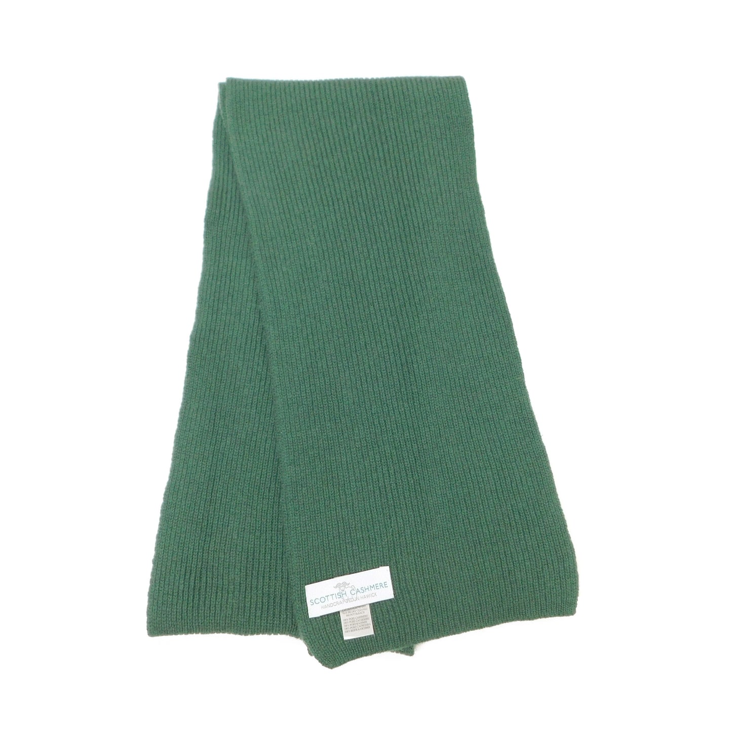 Pure Cashmere Narrow Rib Scarf — Unisex | Handcrafted in Hawick | Greens, Browns, Yellows and Neutrals