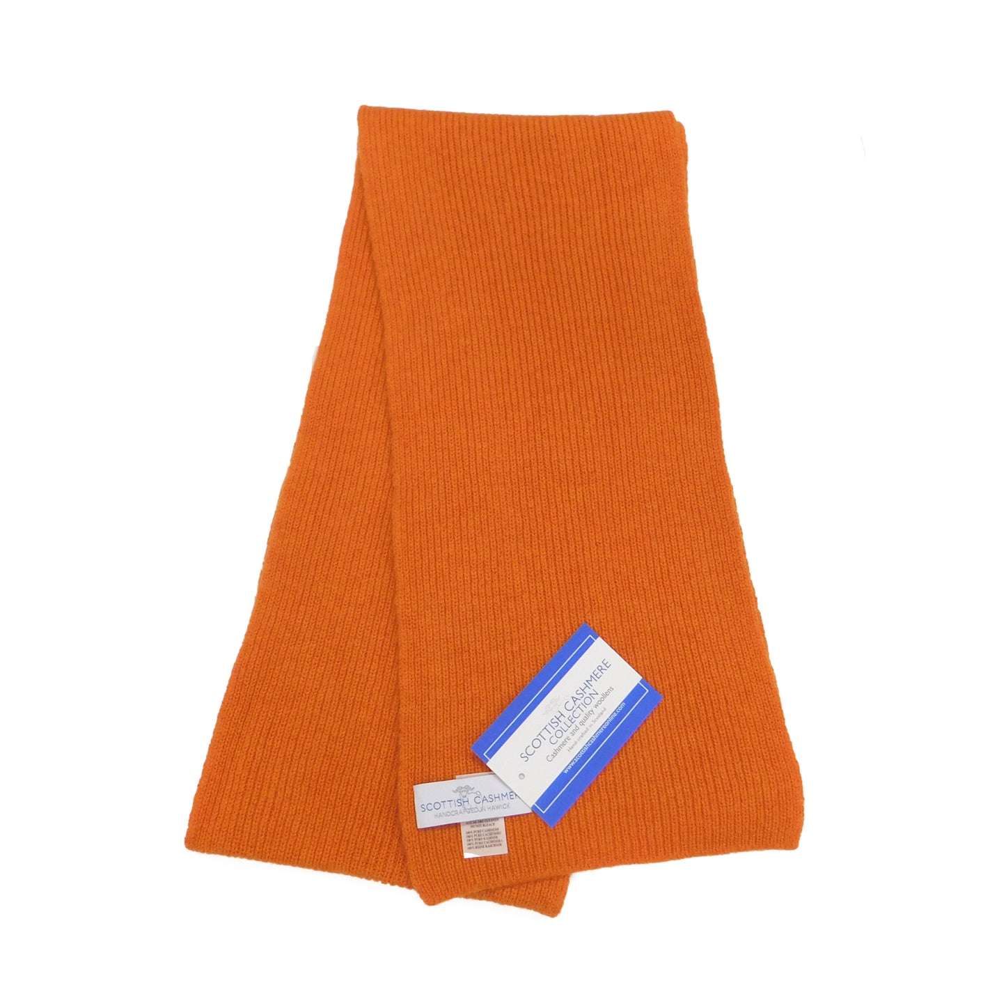Pure Cashmere Scarf with a narrow rib - Reds, Pinks, Lilacs and Oranges - Handcrafted in Hawick, Scotland