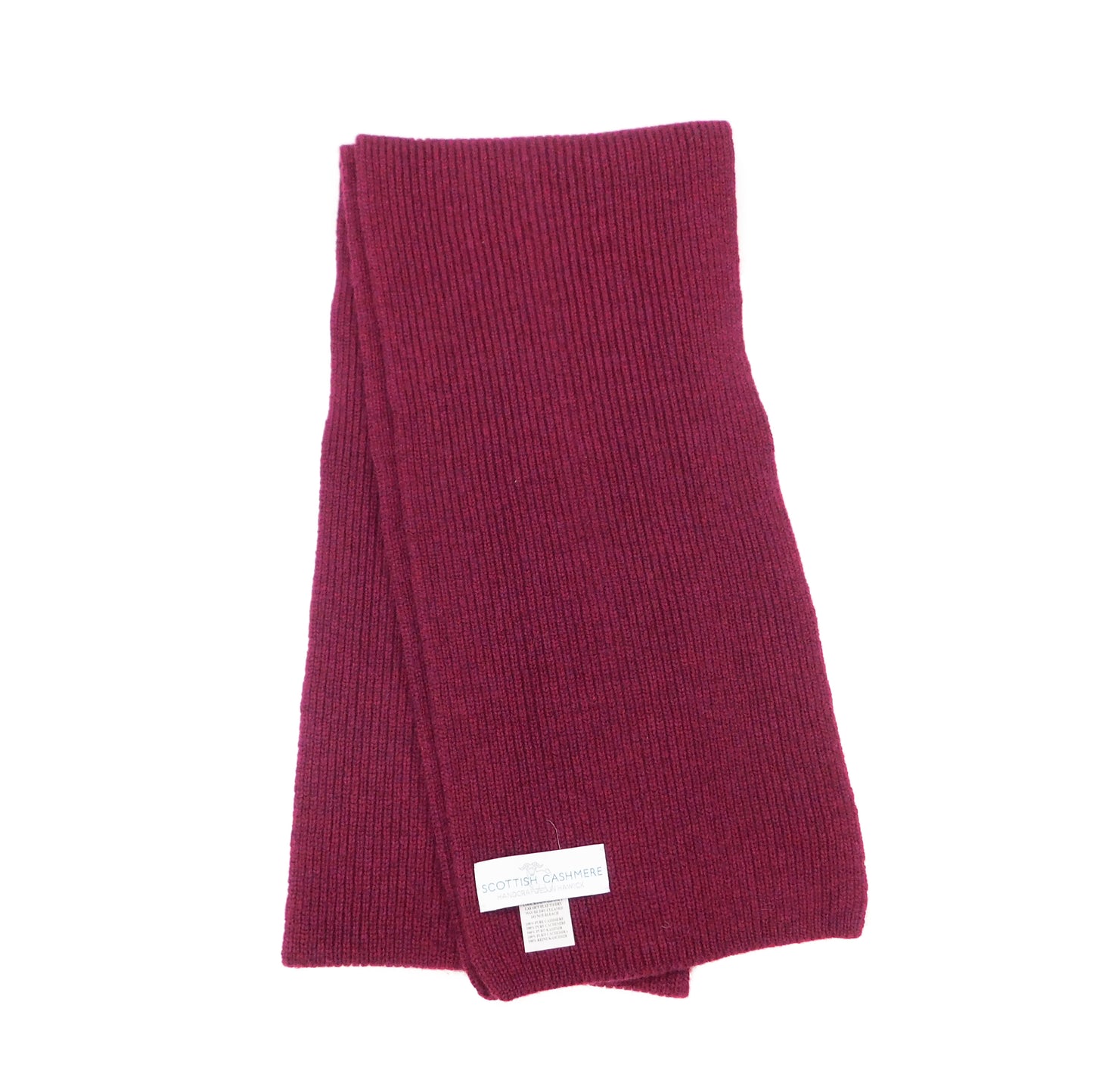 Pure Cashmere Narrow Rib Scarf — Unisex | Handcrafted in Hawick | Reds, Pinks, Lilacs and Oranges