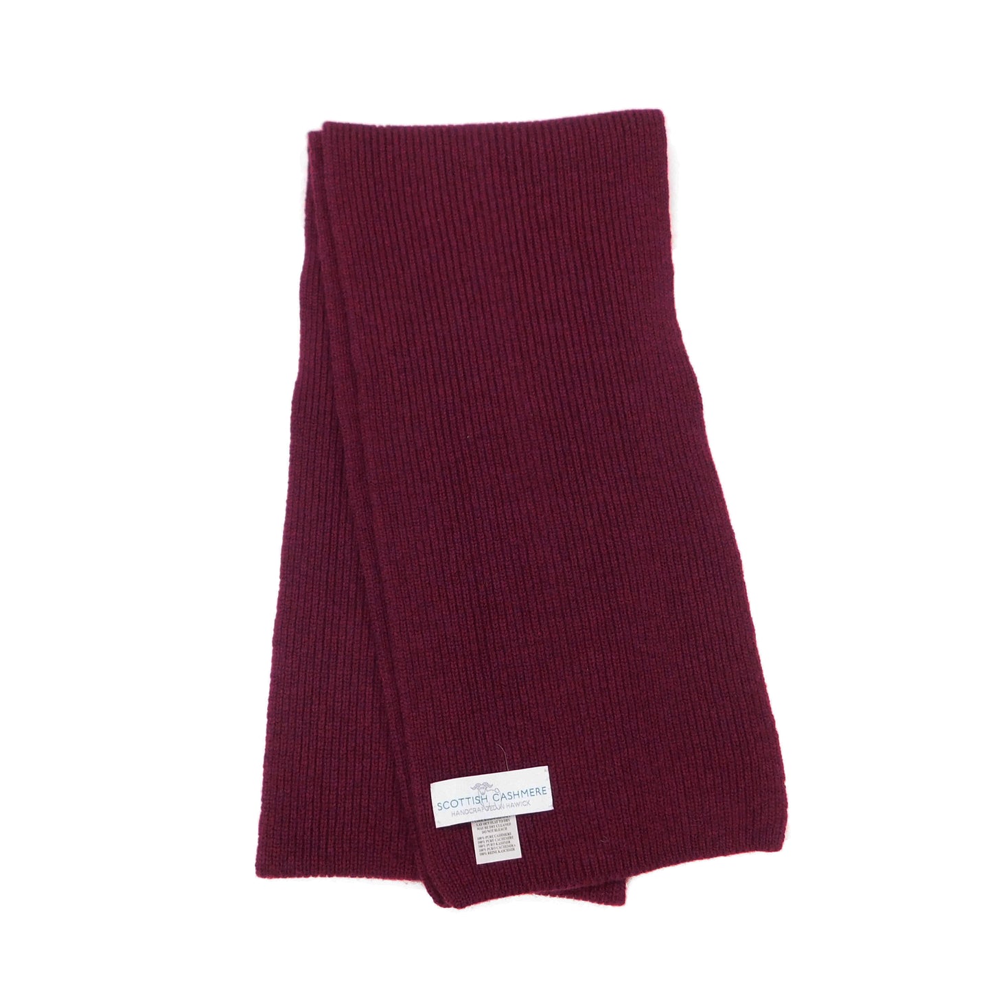 Pure Cashmere Narrow Rib Scarf — Unisex | Handcrafted in Hawick | Reds, Pinks, Lilacs and Oranges
