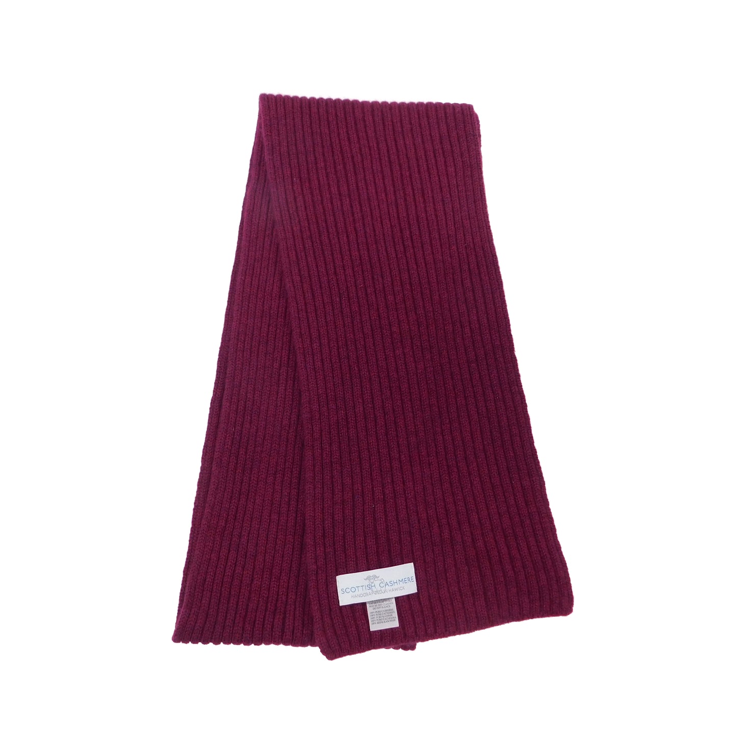 Pure Cashmere Ribbed Scarf - Reds, Pinks, Lilacs and Oranges - Handcrafted in Hawick, Scotland