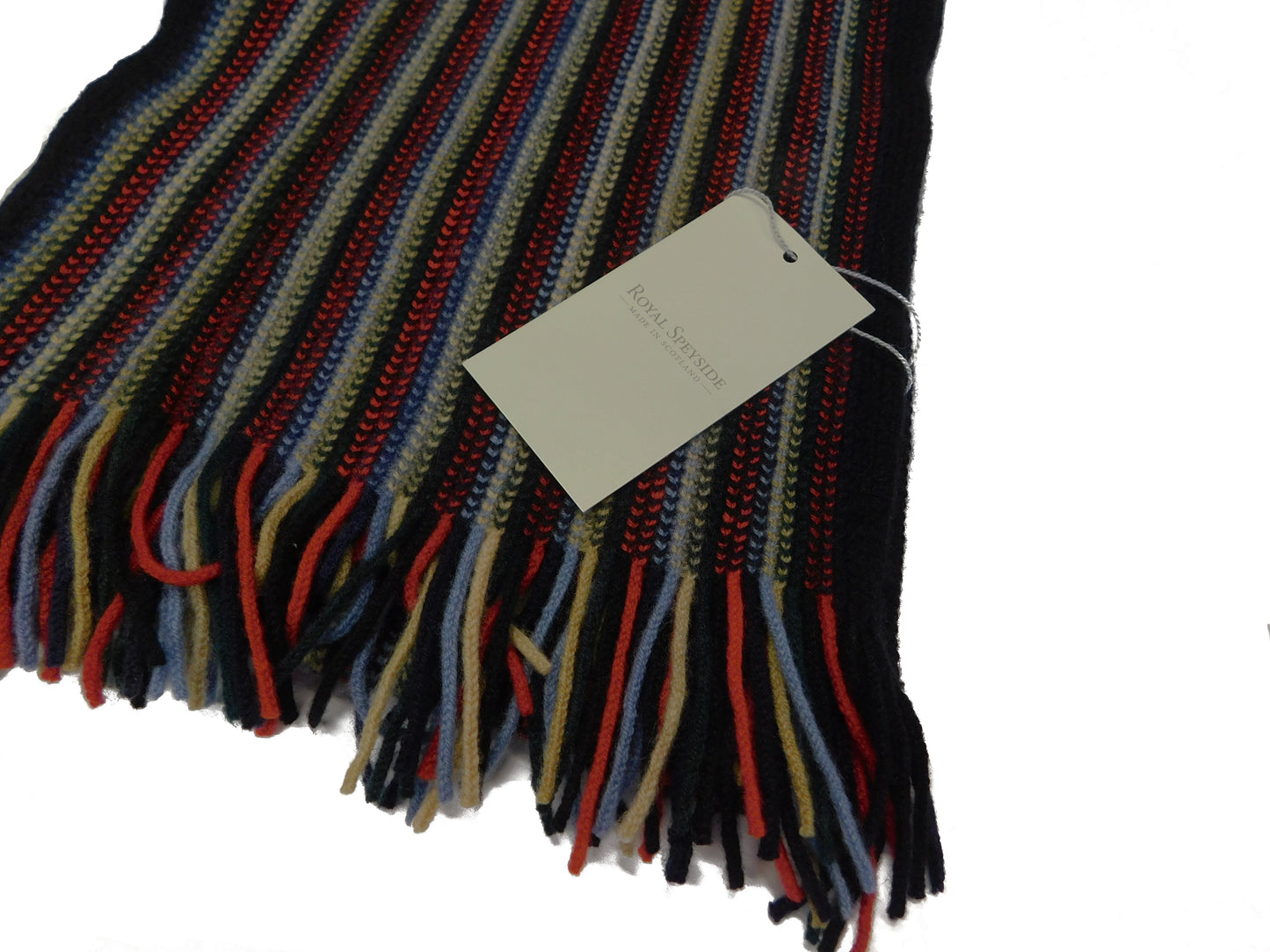 Pure Cashmere Striped Scarf - Knitted in Hawick, Scotland