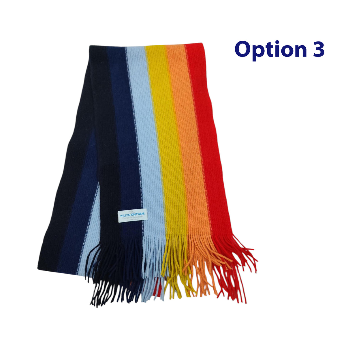 Lambswool Multi- Coloured Wide Striped Scarf — Hand-Crafted in Hawick | Warp-Knitted