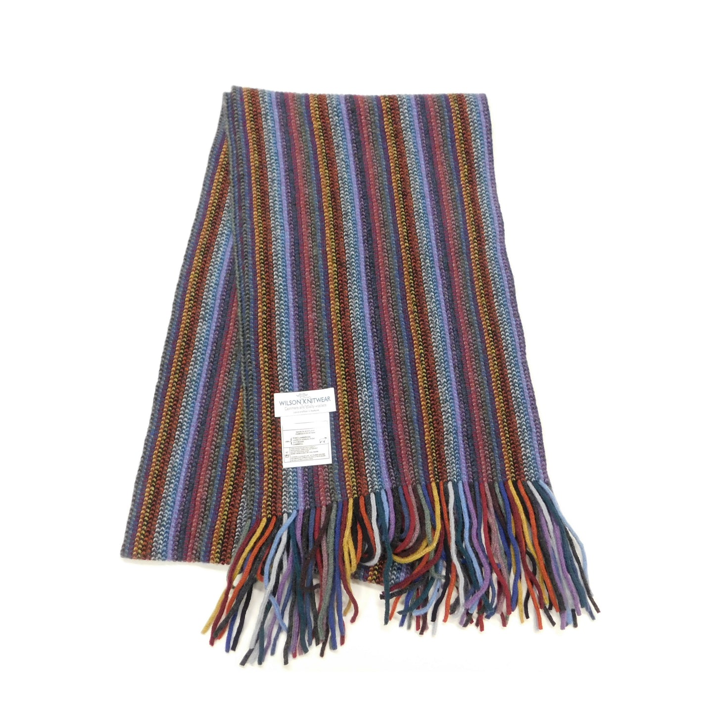 Stripe Scarf, Lambswool Multi-Coloured stripe - Warpknitted in Hawick, Scotland
