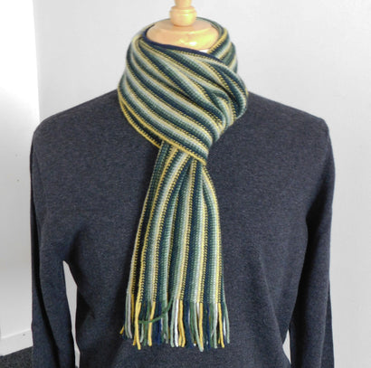 Pure Cashmere Striped Scarf — Hand-Crafted in Hawick | Warp-Knitted
