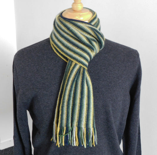 Pure Cashmere Narrow Striped Scarf - Hand-crafted in Hawick, Scotland