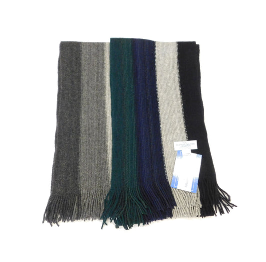 Pure Cashmere Wide Striped Scarf - Hand-crafted in Hawick, Scotland