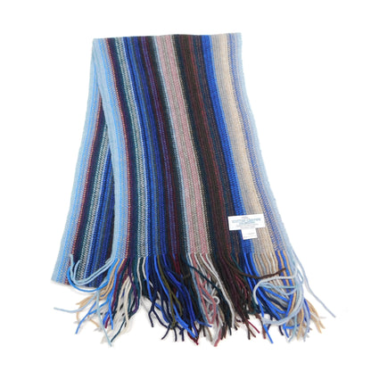 Pure Cashmere Striped Scarf — Hand-Crafted in Hawick | Selection of Colours | Warp-Knitted