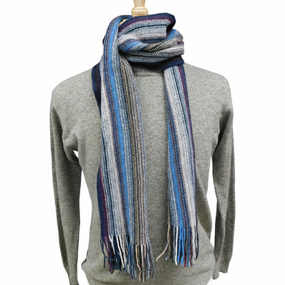Pure Cashmere Striped Scarf — Hand-Crafted in Hawick | Selection of Colours | Warp-Knitted