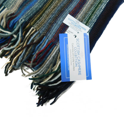 Pure Cashmere Striped Scarf — Hand-Crafted in Hawick | Selection of Colours | Warp-Knitted