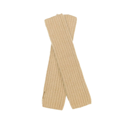 Ladies Heavier-Weight Ribbed Cashmere Wristwarmers — Thumb Slit | Handcrafted in Hawick