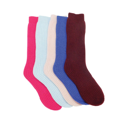 Ladies Cashmere Bed Socks — Longer Length Cardigan Rib | Handcrafted in Hawick (One Size UK 4–8 / EU 37–42)