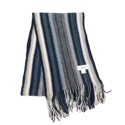 Cashmere Striped scarf with fringes on a white background