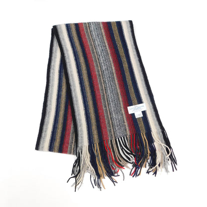 cashmere Striped scarf with fringes on a white background
