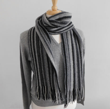 Stripe Scarf, Lambswool Multi-Coloured stripe - Warpknitted in Hawick, Scotland