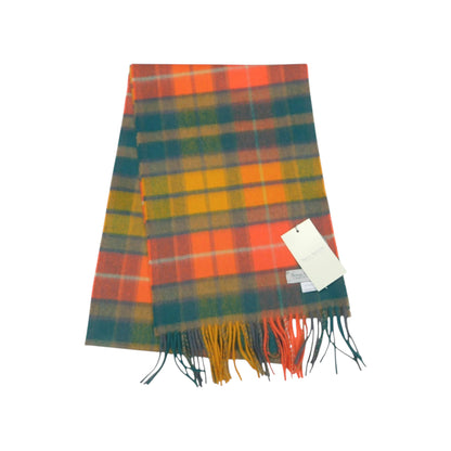 Écharpe à carreaux classique en cachemire pur - Carreaux tartan turquoise - Fabriquée à la main à Elgin, en Écosse