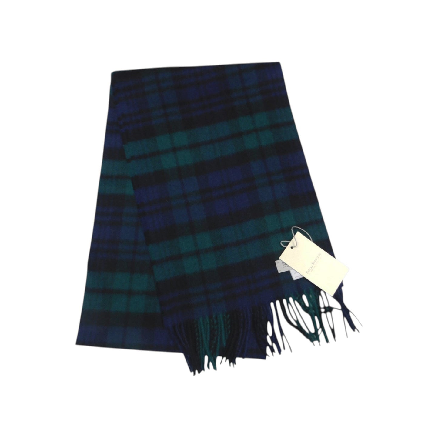 Écharpe à carreaux classique en cachemire pur - Carreaux tartan turquoise - Fabriquée à la main à Elgin, en Écosse