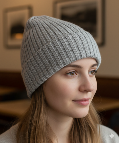 Unisex Lambswool Ribbed Beanie — Handcrafted in Hawick | One Size