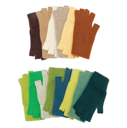 Ladies Pure Cashmere Fingerless Gloves — Ribbed Cuff | Handcrafted in Hawick | One Size