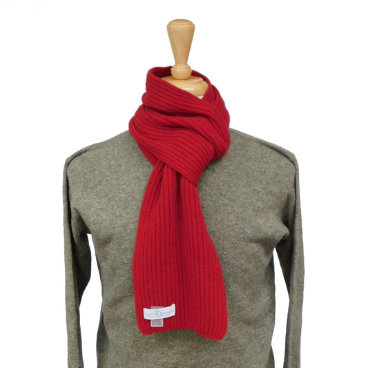 Pure Cashmere Ribbed Knit Scarf — Unisex | Handcrafted in Hawick | Reds, Pinks, Lilacs and Oranges