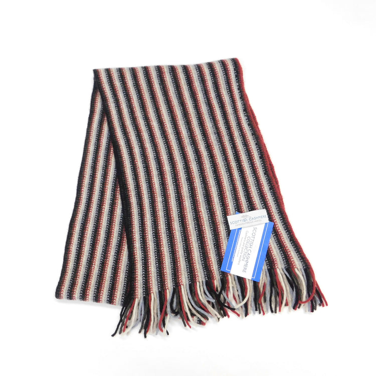 Pure Cashmere Narrow Striped Scarf - Hand-crafted in Hawick, Scotland