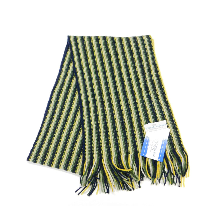 Pure Cashmere Narrow Striped Scarf - Hand-crafted in Hawick, Scotland