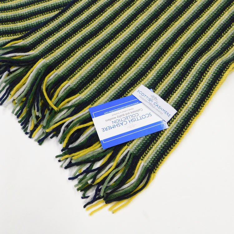 Pure Cashmere Narrow Striped Scarf - Hand-crafted in Hawick, Scotland