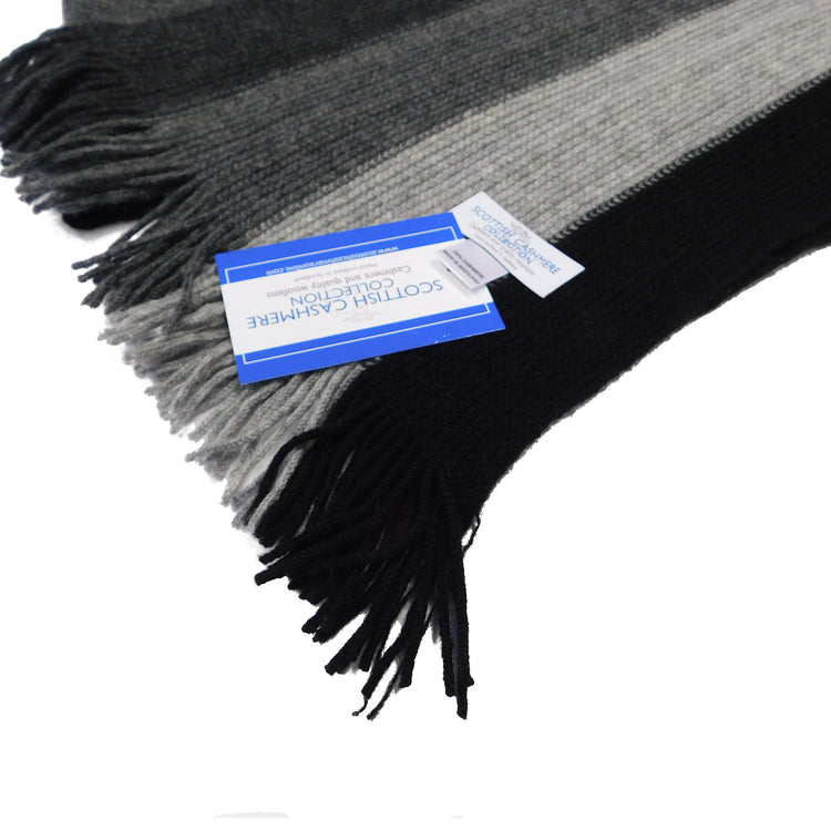 Pure Cashmere Wide Striped Scarf - Hand-crafted in Hawick, Scotland