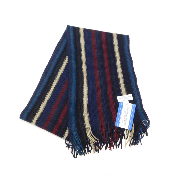 Pure Cashmere Striped Scarf - Knitted in Hawick, Scotland