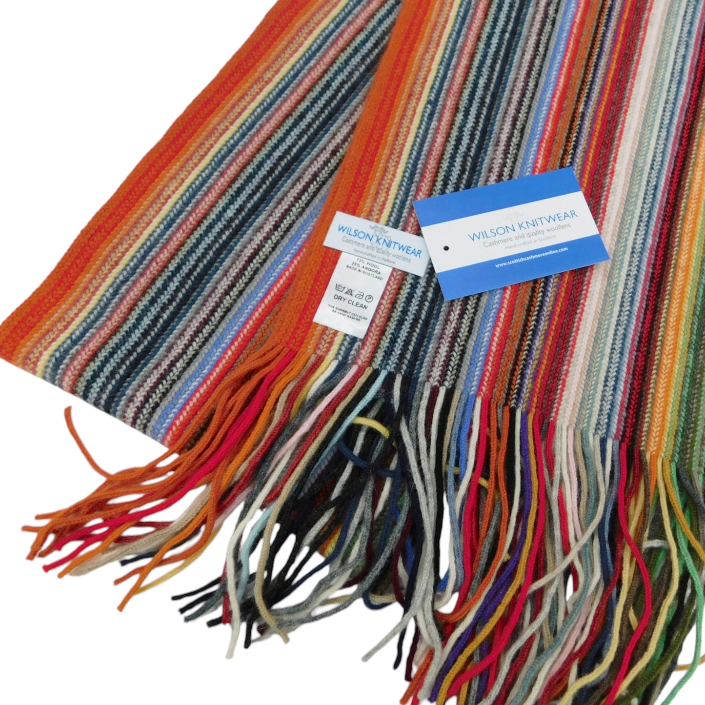 Angora & Wool Striped Scarf — Warp-Knitted in Hawick, Scotland