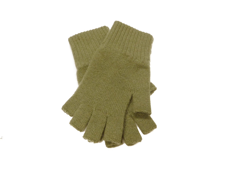 Ladies Pure Cashmere Fingerless Gloves - Greens, Browns and Neutral shades - Handcrafted in Hawick, Scotland