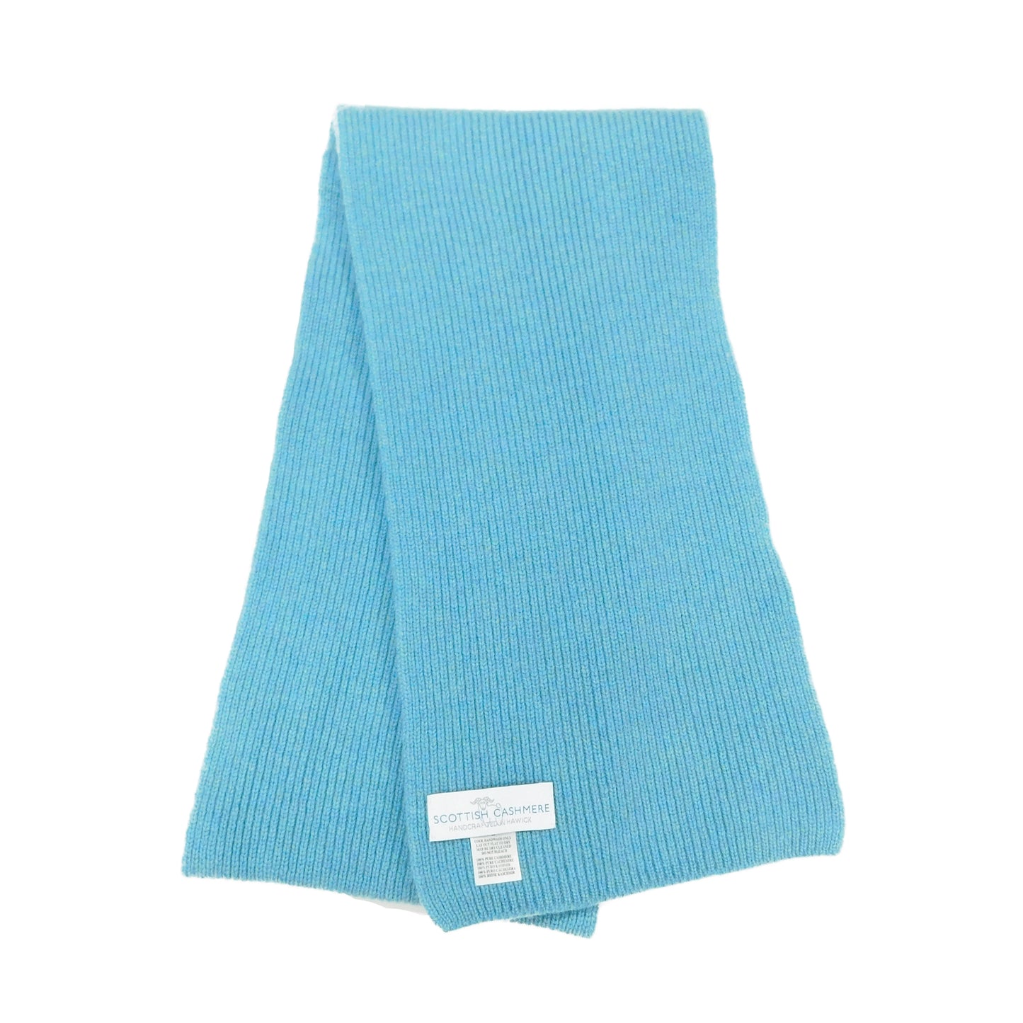 Pure Cashmere Narrow Rib Scarf — Unisex | Handcrafted in Hawick | Black, Greys and Blues
