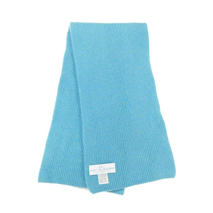Pure Cashmere Narrow Rib Scarf — Unisex | Handcrafted in Hawick | Black, Greys and Blues