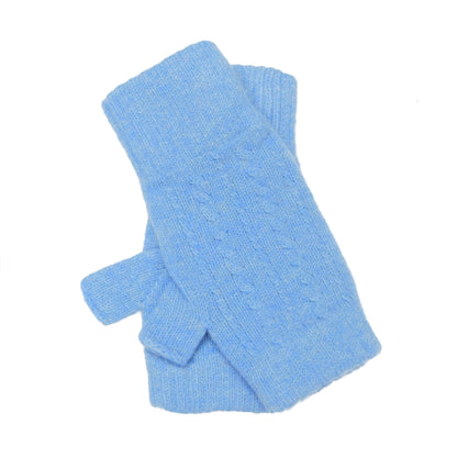Ladies Pure Cashmere Fine Cable Wristwarmers with separate thumb - Hand-crafted in Hawick, Scotland