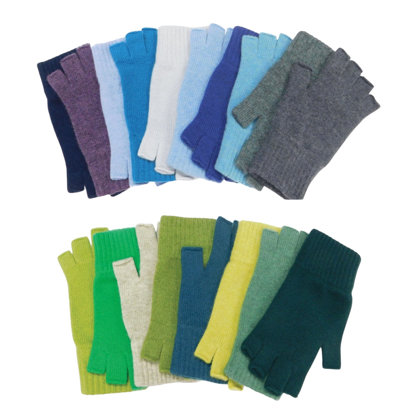 Ladies Pure Cashmere Fingerless Gloves — Ribbed Cuff | Handcrafted in Hawick | One Size